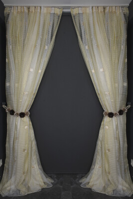 ORGANZE 1950 KREM RENK 5_3 Hazır dikilmiş Pileli Fon Perde 300*260 cm - 14