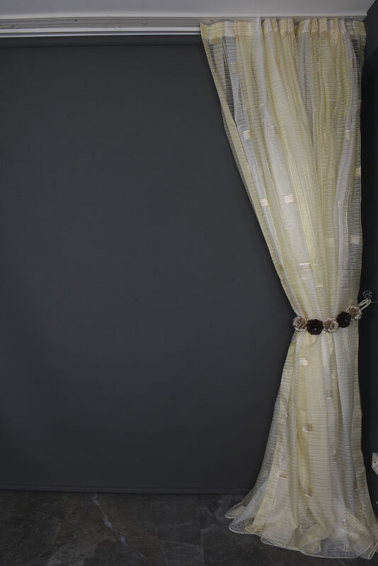 ORGANZE 1950 KREM RENK 5_3 Hazır dikilmiş Pileli Fon Perde 300*260 cm - 13