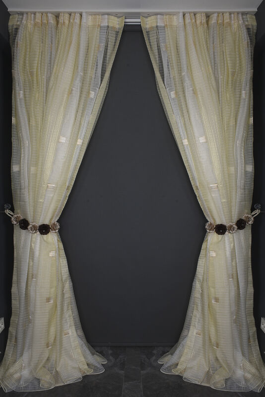 ORGANZE 1950 KREM RENK 5_3 Hazır dikilmiş Pileli Fon Perde 300*260 cm - 14