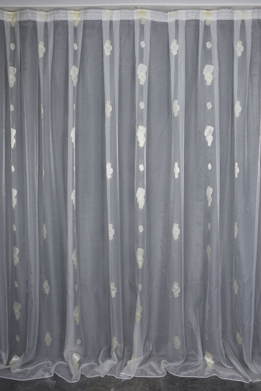 ORGANZE 2250 KREM RENK 5_3 Hazır dikilmiş Pileli Fon Perde 300*260 cm - 1