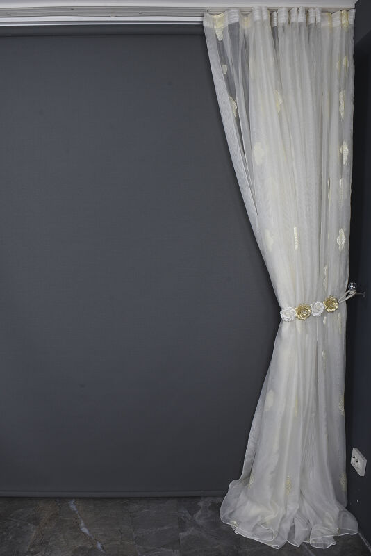 ORGANZE 2250 KREM RENK 5_3 Hazır dikilmiş Pileli Fon Perde 300*260 cm - 6