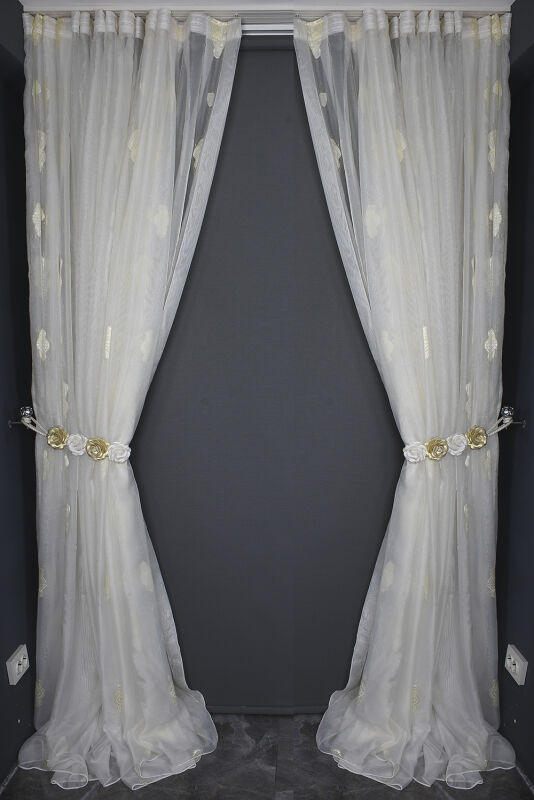 ORGANZE 2250 KREM RENK 5_3 Hazır dikilmiş Pileli Fon Perde 300*260 cm - 7