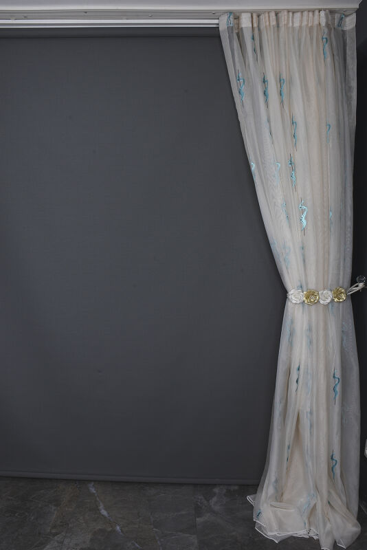 ORGANZE 2400 KREM RENK 5_3 Hazır dikilmiş Pileli Fon Perde 300*260 cm - 7