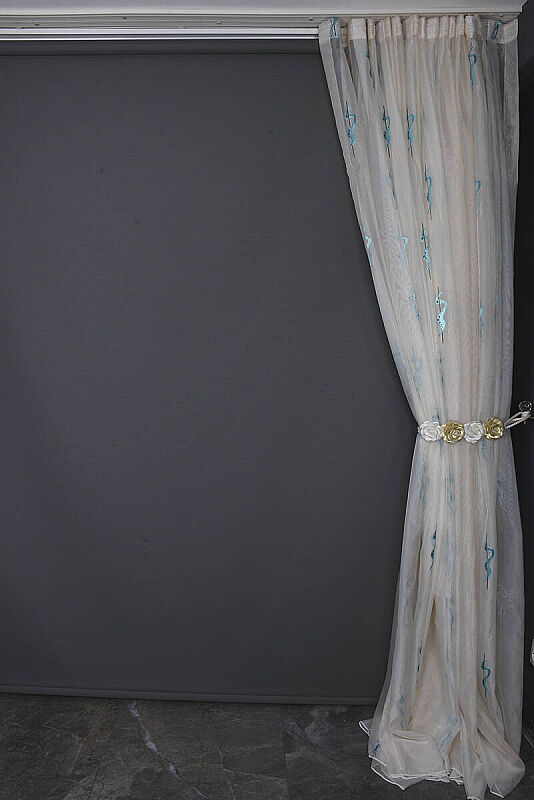 ORGANZE 2400 KREM RENK 5_3 Hazır dikilmiş Pileli Fon Perde 300*260 cm - 7
