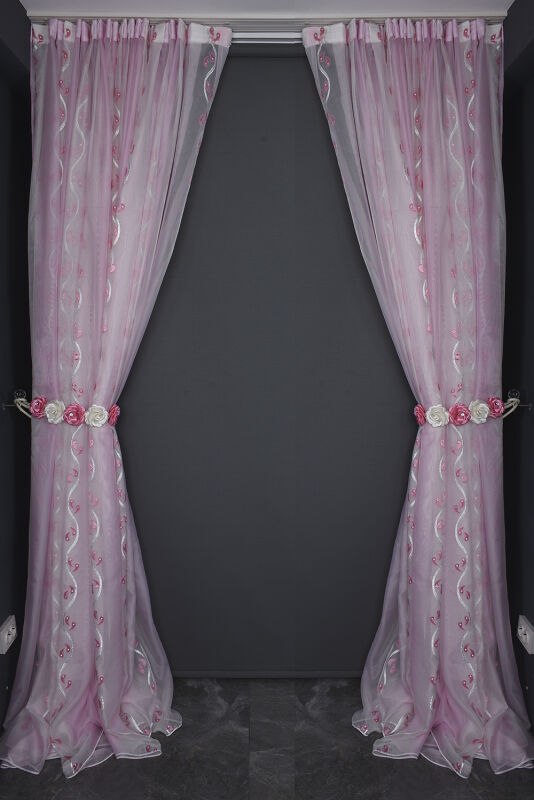 ORGANZE 2550 KREM RENK 5_3 Hazır dikilmiş Pileli Fon Perde 300*260 cm - 8