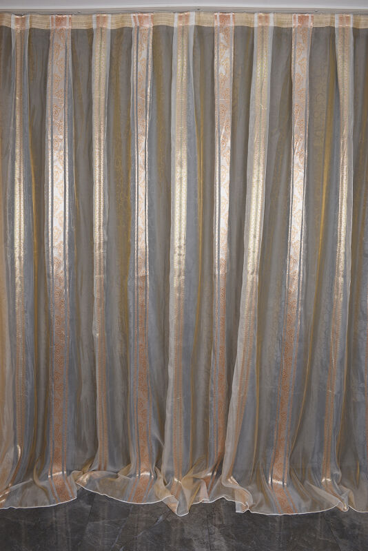 ORGANZE 2650 KREM RENK 5_3 Hazır dikilmiş Pileli Fon Perde 300*260 cm - 1