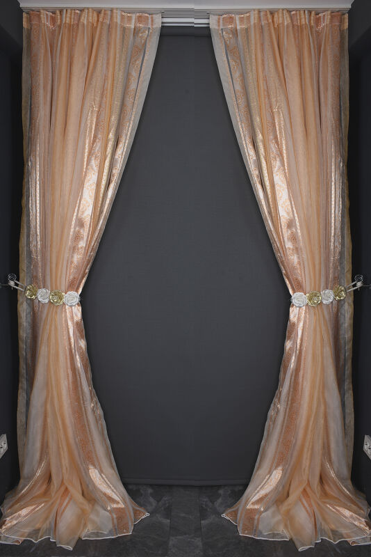 ORGANZE 2650 KREM RENK 5_3 Hazır dikilmiş Pileli Fon Perde 300*260 cm - 12