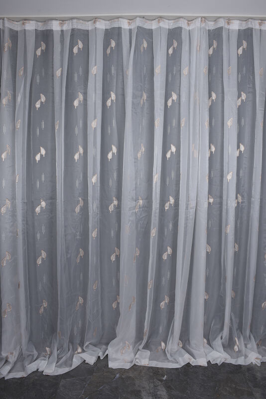 ORGANZE 2950 KREM RENK 5_3 Hazır dikilmiş Pileli Fon Perde 300*260 cm - 1