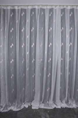 ORGANZE 2950 KREM RENK 5_3 Hazır dikilmiş Pileli Fon Perde 300*260 cm - AKÇA TEKSTİL