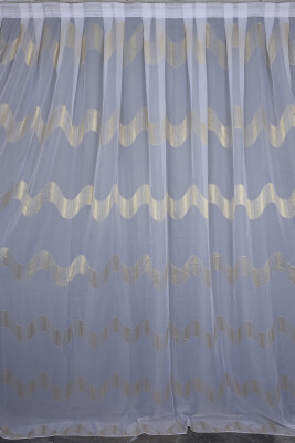 ORGANZE 3050 KREM RENK 5_3 Hazır dikilmiş Pileli Fon Perde 300*260 cm - 3
