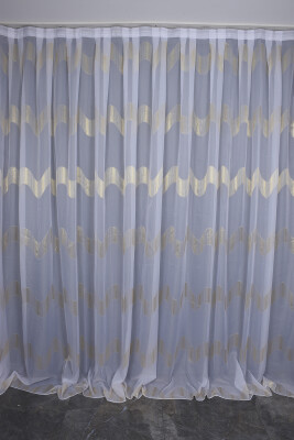 ORGANZE 3050 KREM RENK 5_3 Hazır dikilmiş Pileli Fon Perde 300*260 cm - AKÇA TEKSTİL