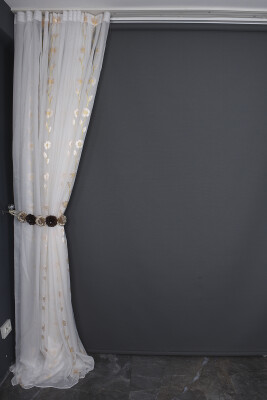 ORGANZE 3350 KREM RENK 5_3 Hazır dikilmiş Pileli Fon Perde 300*260 cm - 10