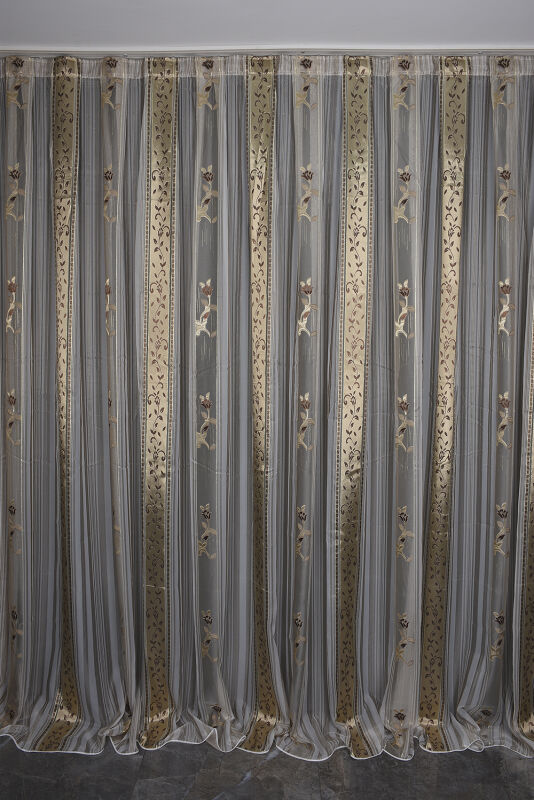 ORGANZE 3450 BEYAZ RENK 5_3 Hazır dikilmiş Pileli Fon Perde 300*260 cm - 1
