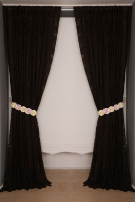 ORKİDE ACI KAHVE RENK TEK KANAT Hazır dikilmiş Pileli Fon Perde 300*260 cm - 2