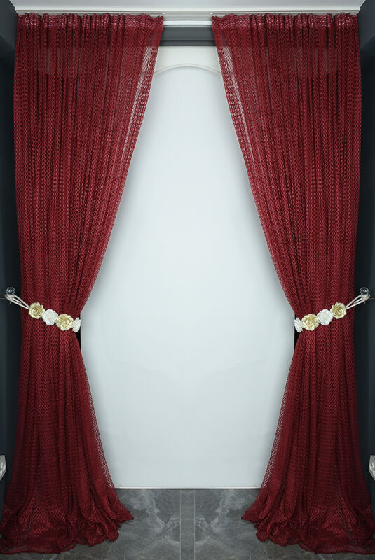 ORKİDE BORDO RENK TEK KANAT Hazır dikilmiş Pileli Fon Perde 300*260 cm - 7