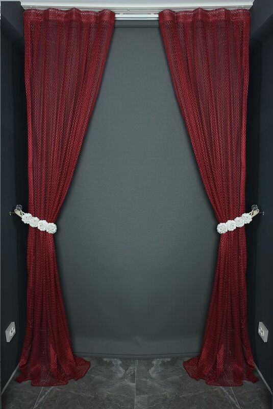 ORKİDE MODEL BORDO RENK TEK KANAT Pileli Fon Perde 75*260 cm - 1