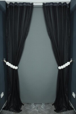 ORKİDE MODEL SİYAH RENK TEK KANAT Pileli Fon Perde 75*260 cm - 5