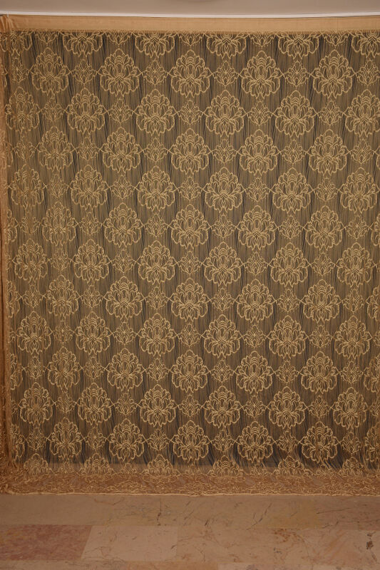 ÖRÜMCEK MODEL GOLD RENK İP PERDE HAZIR DÜĞMELERİ DİKİLMİŞ İP PERDE 300*280 cm - 2