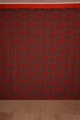 ÖRÜMCEK MODEL KIRMIZI RENK İP PERDE HAZIR DÜĞMELERİ DİKİLMİŞ İP PERDE 300*270 cm - 2