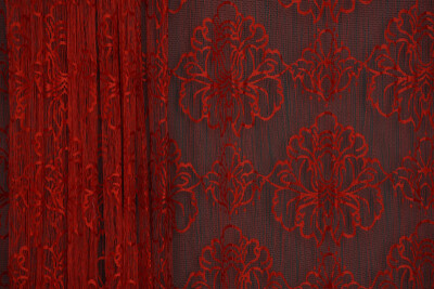 ÖRÜMCEK MODEL KIRMIZI RENK İP PERDE HAZIR DÜĞMELERİ DİKİLMİŞ İP PERDE 300*270 cm - 3