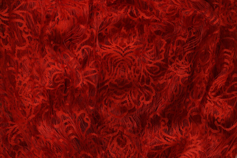 ÖRÜMCEK MODEL KIRMIZI RENK İP PERDE HAZIR DÜĞMELERİ DİKİLMİŞ İP PERDE 300*270 cm - 4