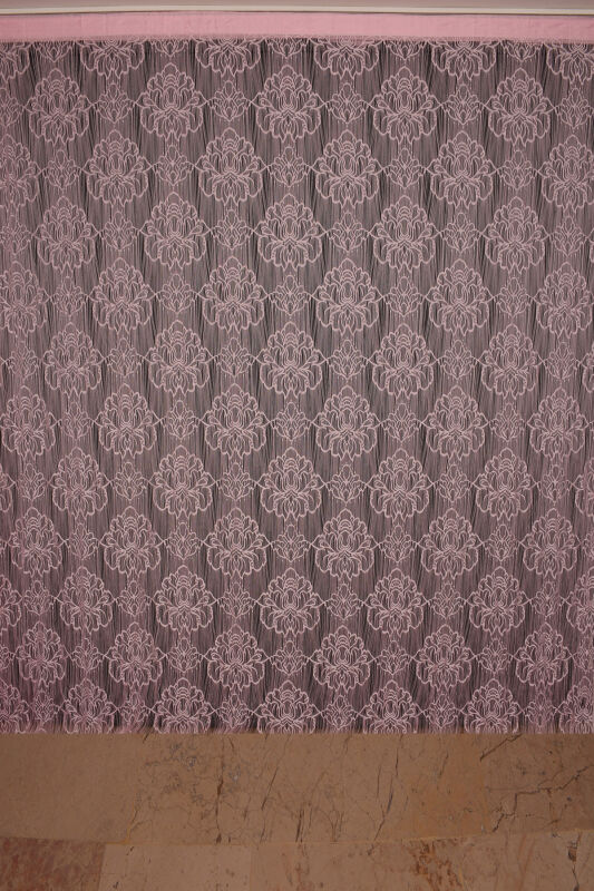 ÖRÜMCEK MODEL PEMBE RENK İP PERDE HAZIR DÜĞMELERİ DİKİLMİŞ İP PERDE 300*280 cm - 2