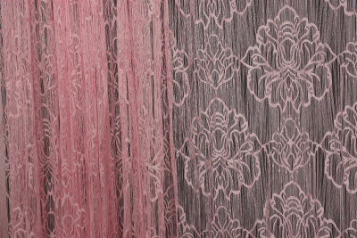 ÖRÜMCEK MODEL PEMBE RENK İP PERDE HAZIR DÜĞMELERİ DİKİLMİŞ İP PERDE 300*280 cm - 3