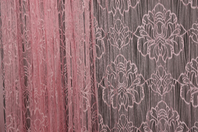 ÖRÜMCEK MODEL PEMBE RENK İP PERDE HAZIR DÜĞMELERİ DİKİLMİŞ İP PERDE 300*280 cm - 3