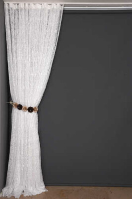 ÖRÜMCEK TÜL BEYAZ RENK TEK KANAT Hazır dikilmiş Pileli Fon Perde 300*260 cm - 6