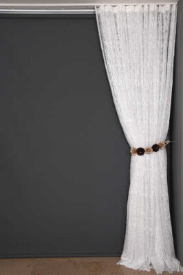 ÖRÜMCEK TÜL BEYAZ RENK TEK KANAT Hazır dikilmiş Pileli Fon Perde 300*260 cm - 7