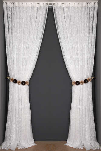 ÖRÜMCEK TÜL BEYAZ RENK TEK KANAT Hazır dikilmiş Pileli Fon Perde 300*260 cm - 8