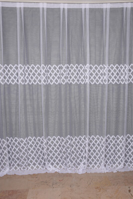 OSMANLI MODEL BEYAZ RENK Dikilmiş Pileli Fon Perde 300*260 Cm - 2