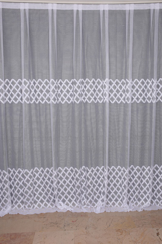 OSMANLI MODEL BEYAZ RENK Dikilmiş Pileli Fon Perde 300*260 Cm - 2