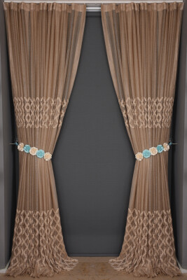 OSMANLI MODEL VİZON RENK TEK KANAT Dikilmiş Pileli Fon Perde 300*260 Cm - 6