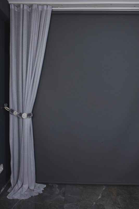 PETEK MODEL GRİ RENK TEK KANAT PİLESİZ Fon Perde 300*260 cm - 7