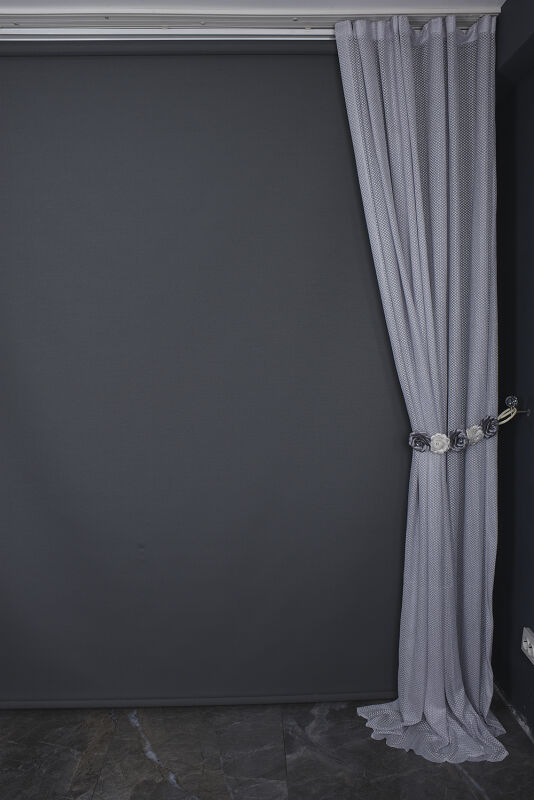 PETEK MODEL GRİ RENK TEK KANAT PİLESİZ Fon Perde 300*260 cm - 8