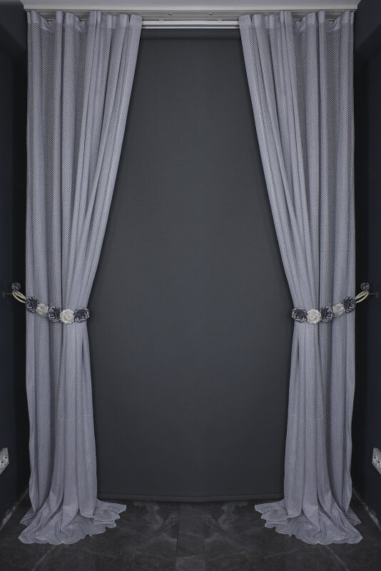 PETEK MODEL GRİ RENK TEK KANAT PİLESİZ Fon Perde 300*260 cm - 9