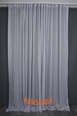 PETEK MODEL GRİ RENK TEK KANAT PİLESİZ Hazır dikilmiş Fon Perde 150*260 cm - 5