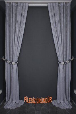 PETEK MODEL GRİ RENK TEK KANAT PİLESİZ Hazır dikilmiş Fon Perde 150*260 cm - 10