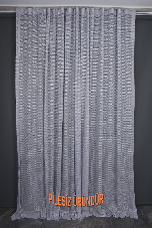 PETEK MODEL GRİ RENK TEK KANAT PİLESİZ Hazır Fon Perde 200*260 cm - 5