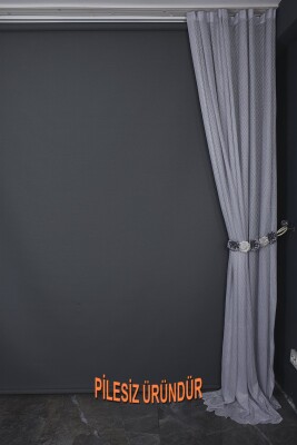 PETEK MODEL GRİ RENK TEK KANAT PİLESİZ Hazır Fon Perde 200*260 cm - 9