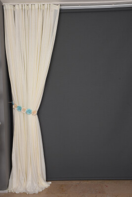 PETEK MODEL KREM RENK TEK KANAT PİLESİZ Fon Perde 300*260 cm - 6