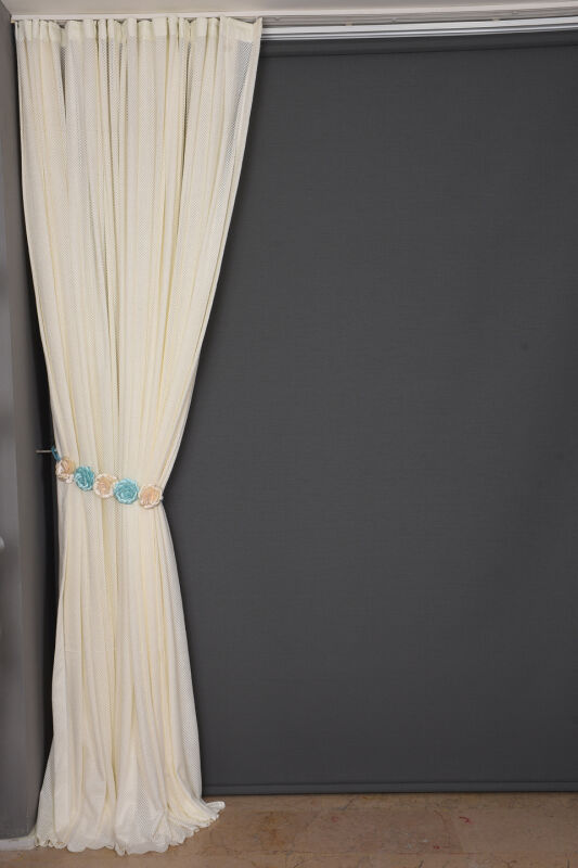 PETEK MODEL KREM RENK TEK KANAT PİLESİZ Fon Perde 300*260 cm - 6