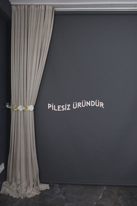 PETEK MODEL VİZON RENK PİLESİZ TEK KANAT Fon Perde 300*260 cm - 8