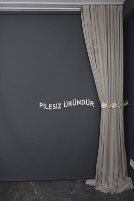 PETEK MODEL VİZON RENK PİLESİZ TEK KANAT Fon Perde 300*260 cm - 9