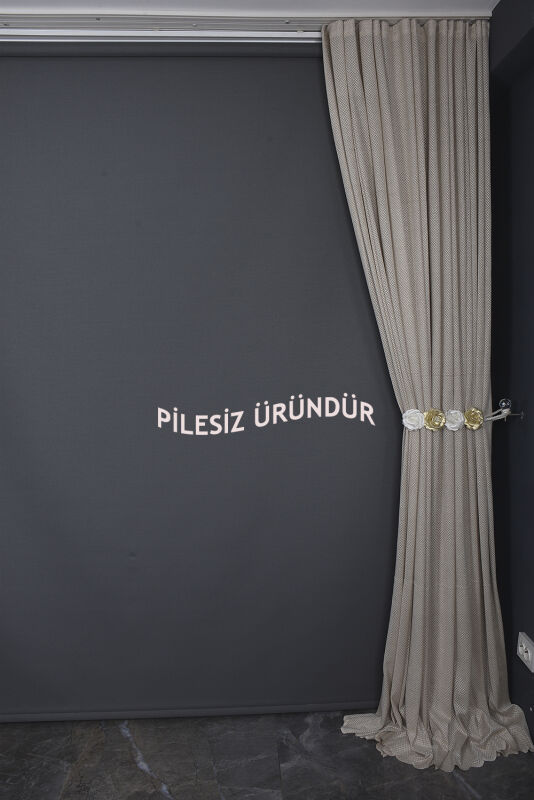 PETEK MODEL VİZON RENK PİLESİZ TEK KANAT Fon Perde 300*260 cm - 9