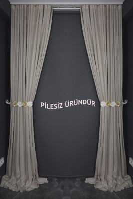 PETEK MODEL VİZON RENK PİLESİZ TEK KANAT Fon Perde 300*260 cm - 10