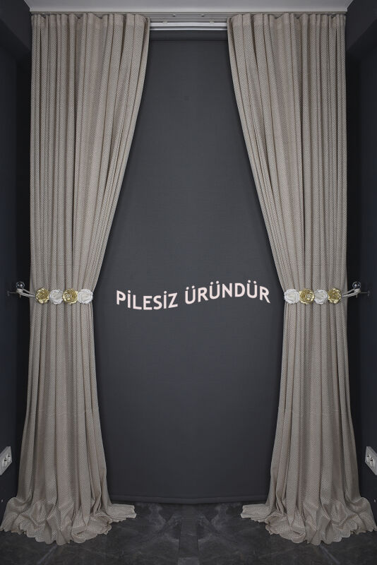 PETEK MODEL VİZON RENK PİLESİZ TEK KANAT Fon Perde 300*260 cm - 10
