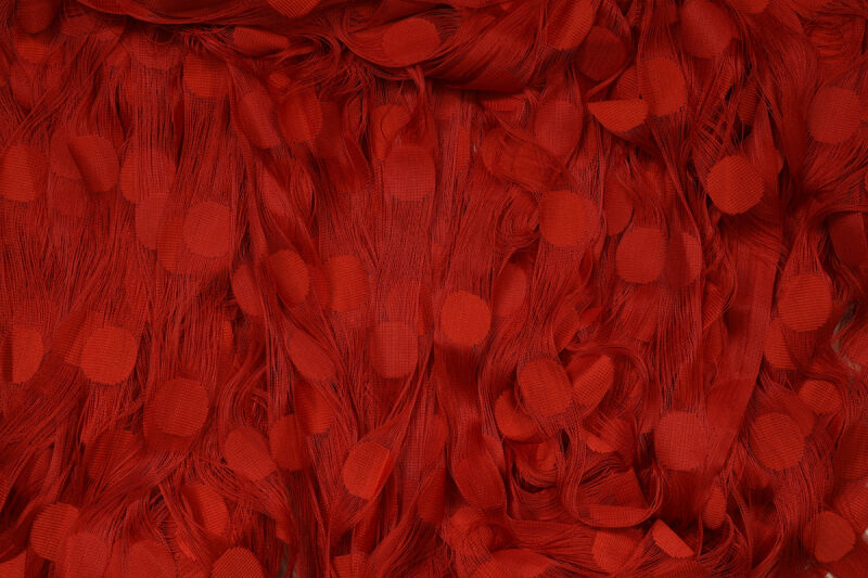 PUANLI MODEL KIRMIZI RENK HAZIR İP PERDE 300*270 cm - 5