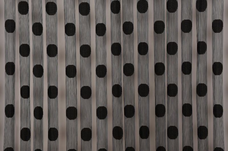 PUANLI MODEL SİYAH RENK İP PERDE HAZIR DÜĞMELERİ DİKİLMİŞ İP PERDE 300*270 cm - 3